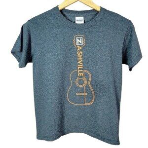 2/$15 Kids Nashville T Shirt Gray Medium Short Sleeve Unisex Guitar Souvenir